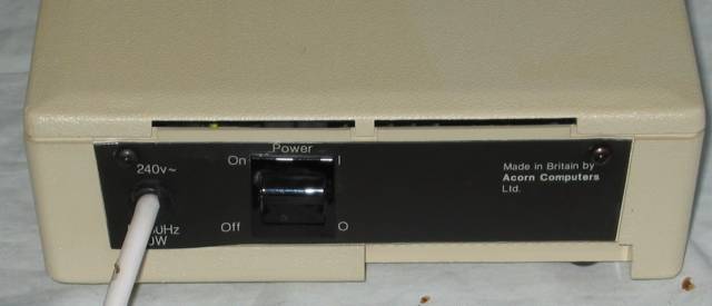 Rear panel, with the mains lead and power switch