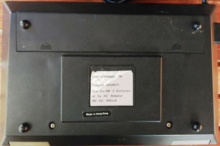 Base: UHF channel 36, six UM-2 cells or a 9 V DC 100 mA adaptor, made in Hong Kong
