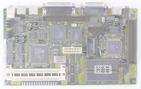 Macintosh Classic II (Rev B) Logic Board Recap Diagram