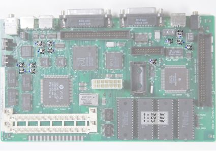 Macintosh Classic II (Rev A) Logic Board Recap Diagram